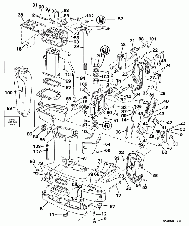 ����� EVINRUDE SE40RPB 1997  - dsection / dsection