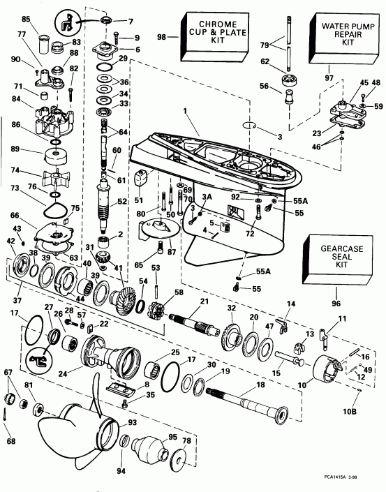 �������� ��������� ����� EVINRUDE BE150EXECD 1998  -  Counter-rotation / Counter-rotation