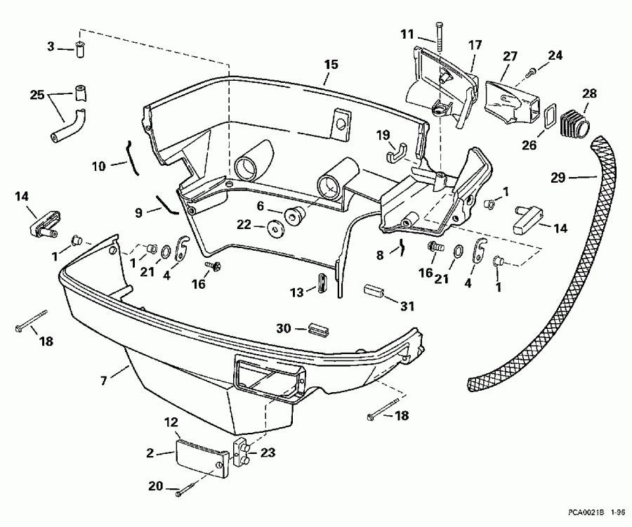 ����� EVINRUDE BE150EXECD 1998  - wer ������ ��������� (�����) / wer Engine Cover