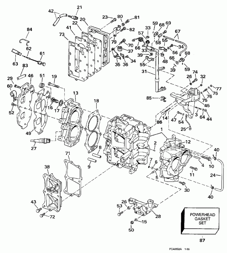 �������� ����� Evinrude BE25ELECE 1998  - linder & ������ ��������� - linder & Crankcase