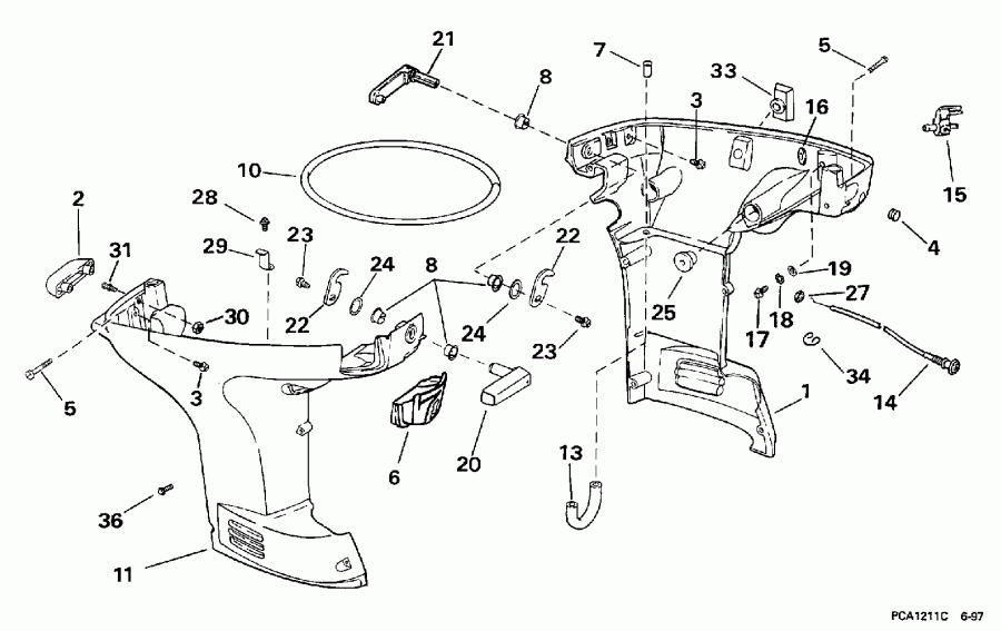 ��������� Evinrude BE25KLECA 1998  - wer Engine Cover / wer ������ ��������� (�����)