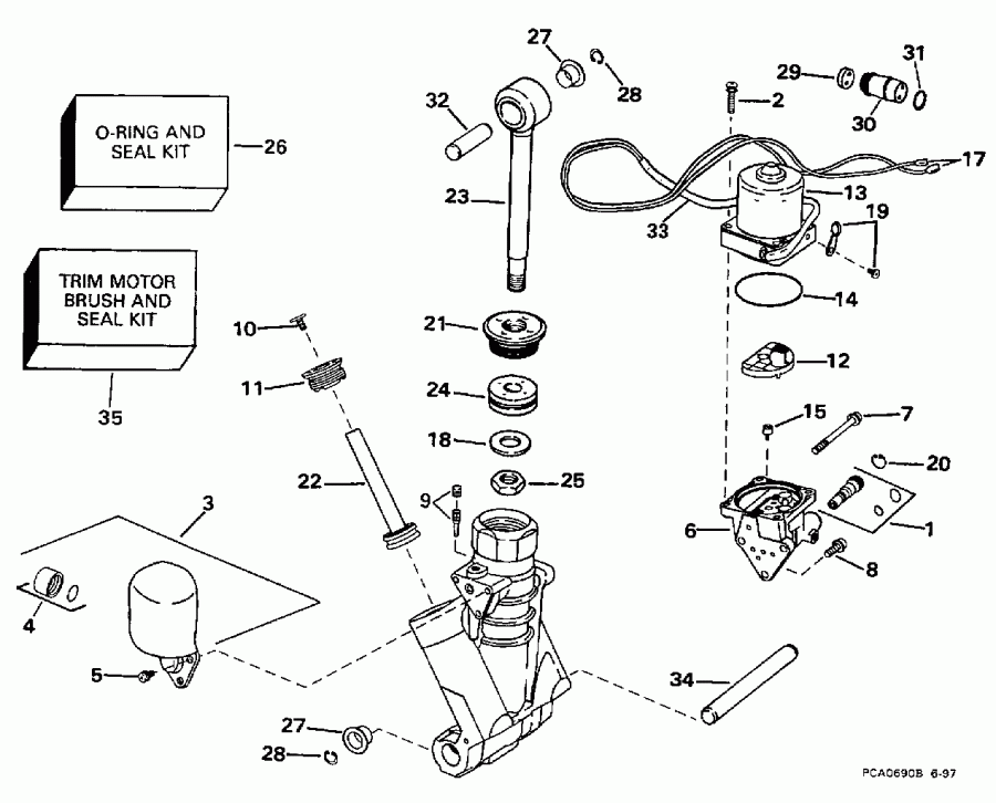    EVINRUDE BE90SLECM 1998  - wer Trim / tilt Hydraulic Assembly / wer Trim/tilt Hydraulic Assembly
