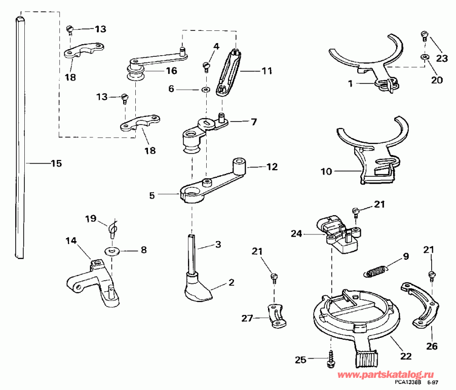 �������� ����� EVINRUDE E100WQXECS 1998  - rottle ��������� �������� - rottle Linkage