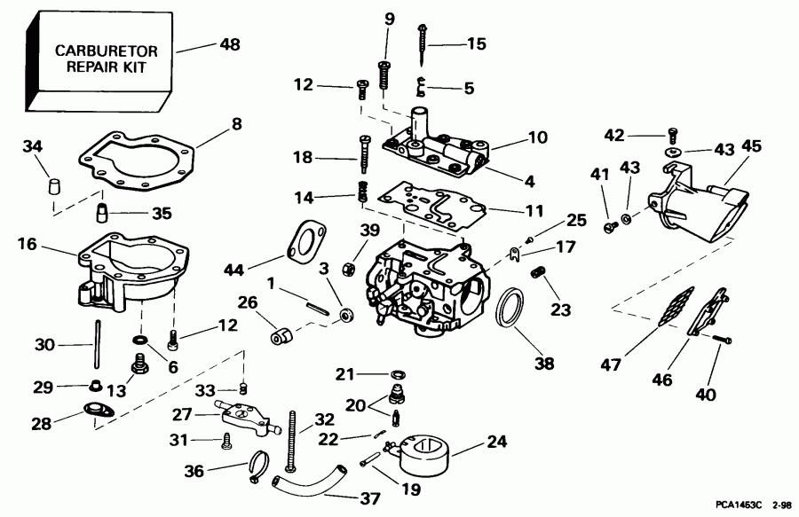 �������� ��������� ����� Evinrude E10FRELECM 1998  -  15 Hp / 15 Hp