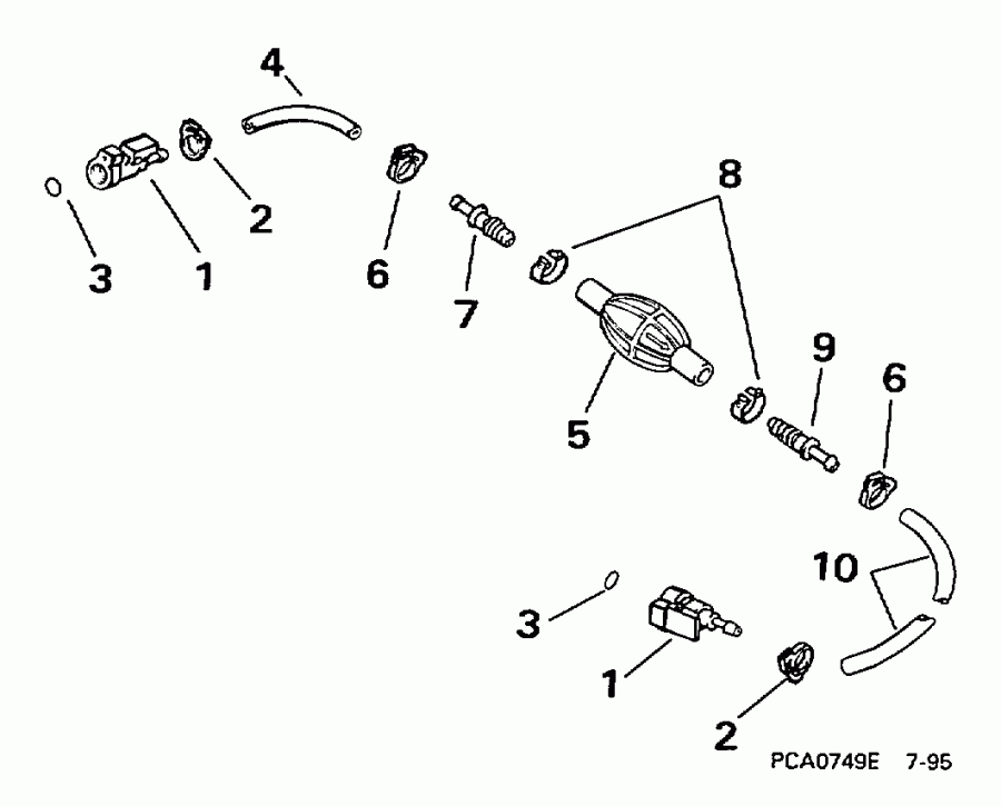 �������� ��������� ����� Evinrude E10RLECC 1998  - 5 / 16 ���� I.d. -  5/16 In. I.d.
