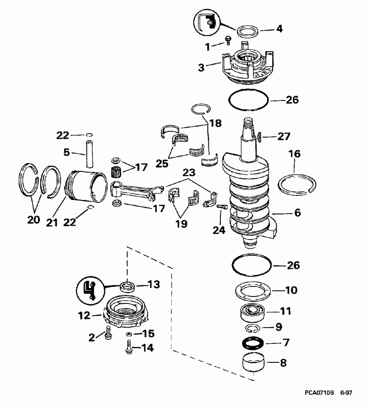 ��������� �������� ����� Evinrude E115TSXECM 1998  - ankshaft & Piston