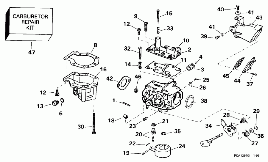  EVINRUDE E130TLECE 1998  - rburetor &   - rburetor & Linkage