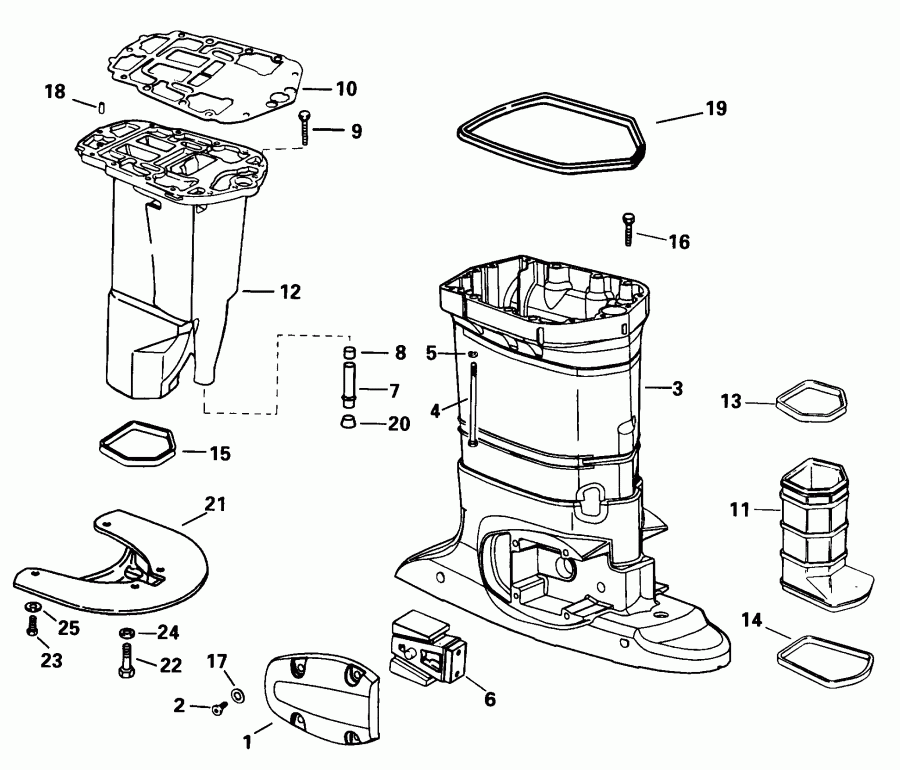��������� EVINRUDE E150ILECR 1998  - haust ������ - haust Housing