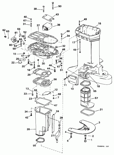 �������� ����� Evinrude E225TXECS 1998  - haust ������ - haust Housing