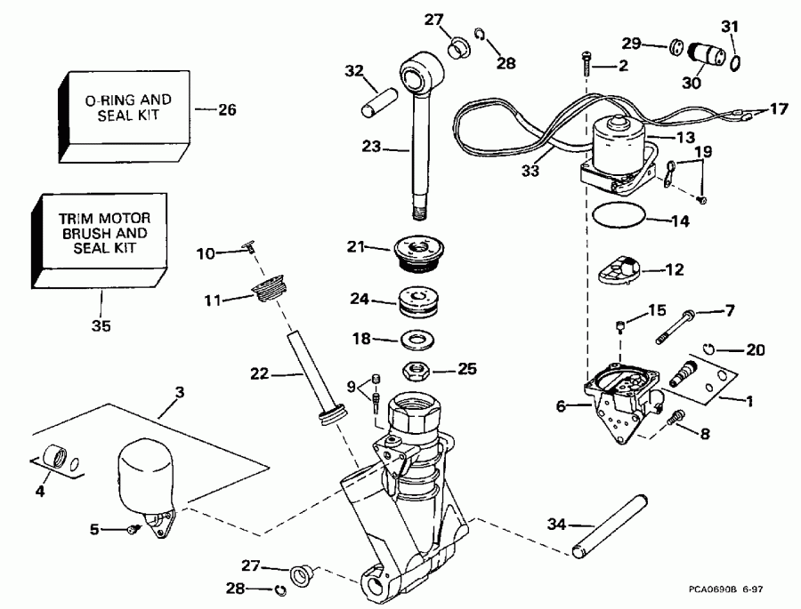 �������� ��������� ����� EVINRUDE E225TZECS 1998  - wer Trim / tilt Hydraulic Assembly - wer Trim/tilt Hydraulic Assembly