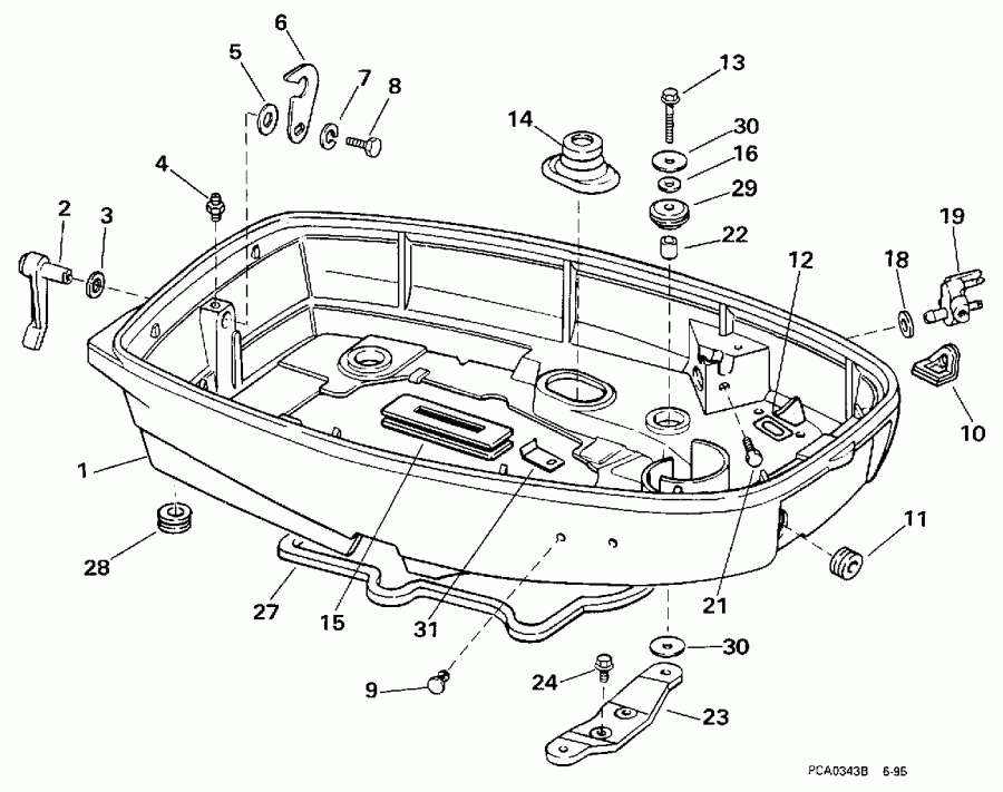 �������� ����� EVINRUDE E25RLECB 1998  - wer Engine Cover / wer ������ ��������� (�����)