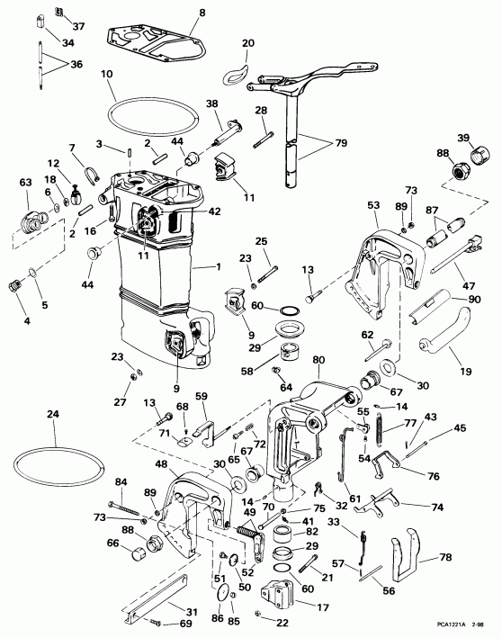 �������� ��������� ����� Evinrude E25TKECA 1998  -  Manual Tilt