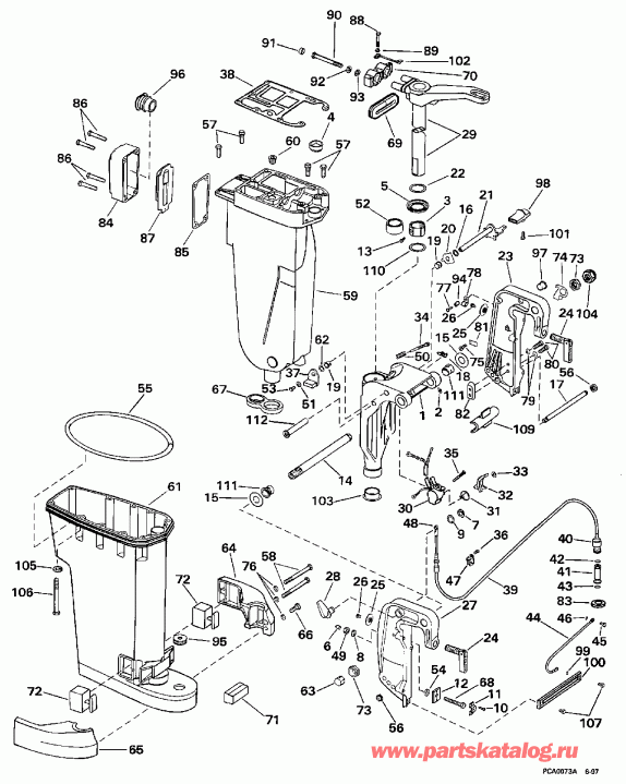 ��������� ����� EVINRUDE E40TELECR 1998  - haust Housing & Stern & Swivel Bracket - haust ������ & Stern & ���������� ���������