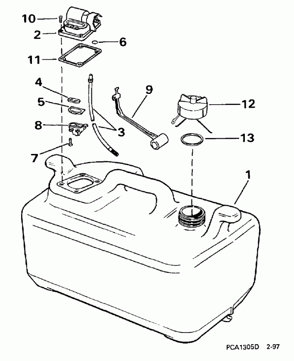 �������� ��������� ����� EVINRUDE HE15KCLO 1998  - 6 ������ /  6 Gallon