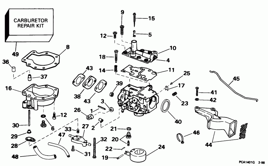 ��������� ����� EVINRUDE HE5FRECA 1998  - rburetor / rburetor