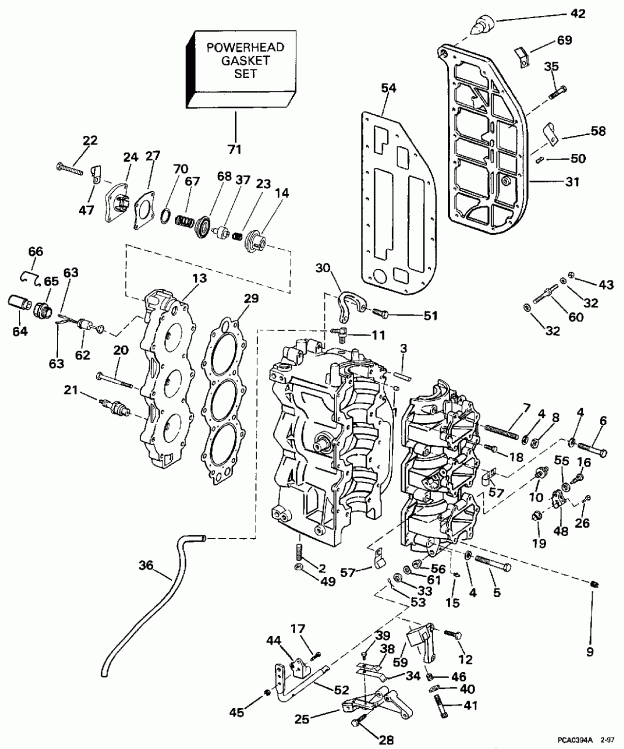 ��������� ��������� Evinrude L90GLECS 1998  - rottle ��������� �������� / rottle Linkage