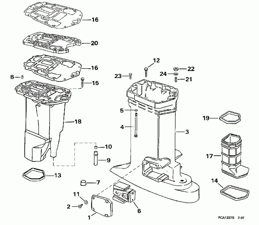   EVINRUDE SE105RWYH 1998  - haust  - haust Housing