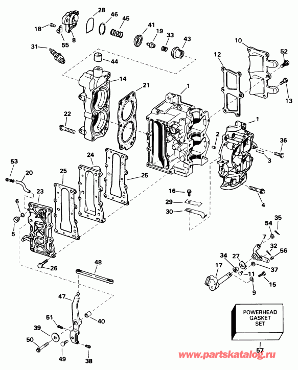  EVINRUDE SE10RPLY 1998  - linder & Crankcase / linder & ������ ���������