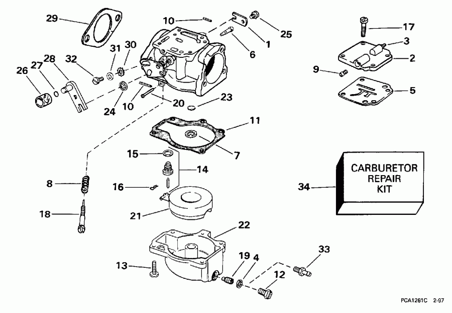 �������� ��������� ����� EVINRUDE SE40RPYT2 1998  - rburetor / rburetor