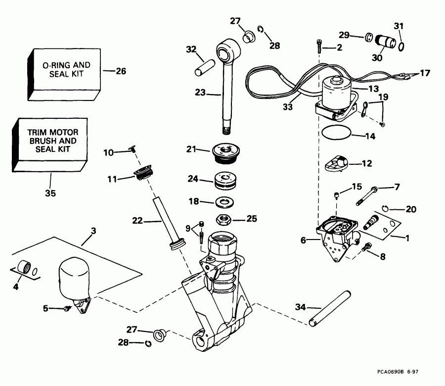 ��������� ����� ������� E105WPXEES 1999  - wer Trim / tilt Hydraulic Assembly