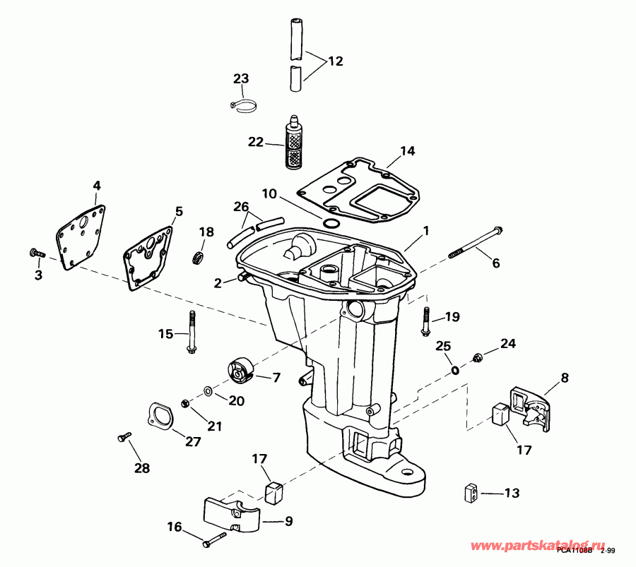  EVINRUDE E15EL4EEB 1999  - haust Housing - haust ������