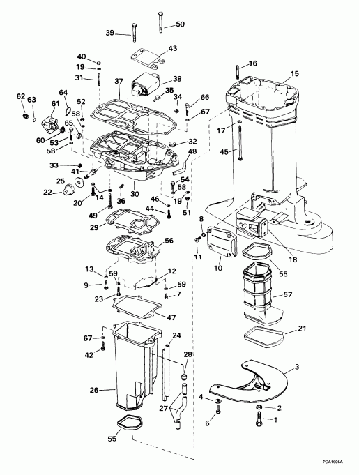 ��������� �������� ����� Evinrude E200FSLEES 1999  - haust ������ / haust Housing