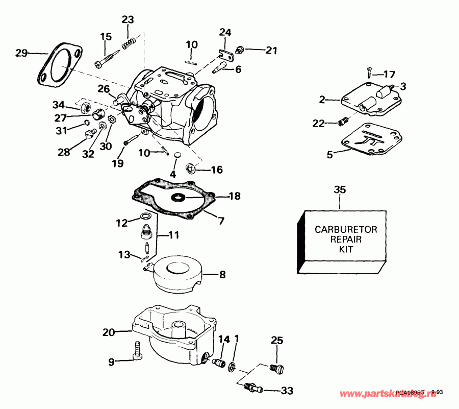 ��������� ��������� EVINRUDE E65WRYEEO 1999  - rburetor