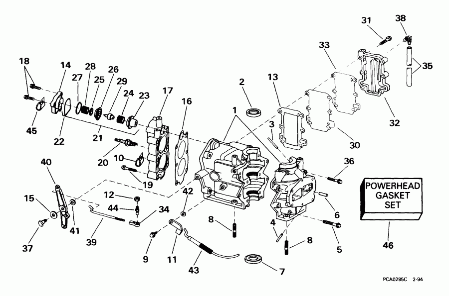 �������� ��������� ����� Evinrude E8WREES 1999  - linder & Crankcase - linder & ������ ���������