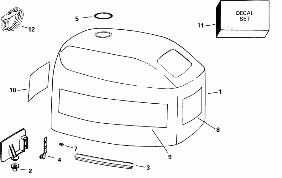 ��������� ��������� EVINRUDE BE35KSSB 3 Cyl, Rope Start, Tiller, 15 I  - gine ������ - gine Cover