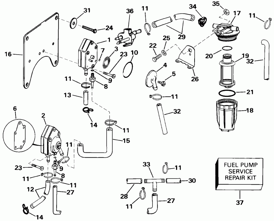 ��������� �������� ����� EVINRUDE E105WRLSSC Commercial, Rope Start, 20 IN  - el Pump & Filter / el ����� & ������