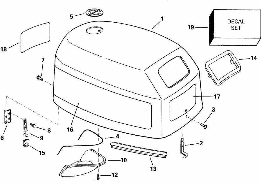 ��������� �������� ����� Evinrude E10R4SSE 4-Stroke, Rope Start, Tiller, 1  - gine Cover / gine ������