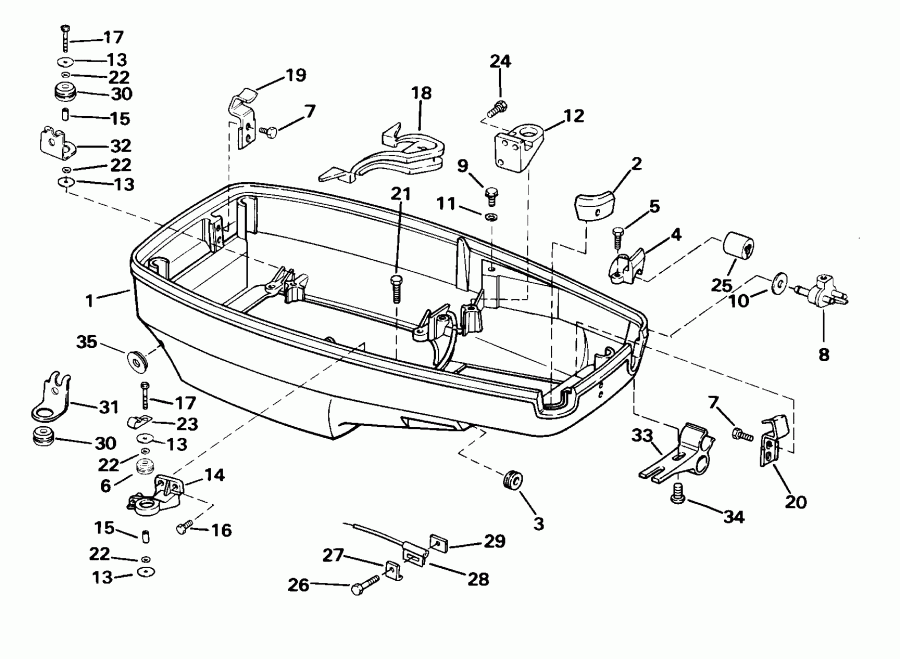 ��������� EVINRUDE E55WRSSC Commercial, Rope Start, Tiller,  - wer ������ ��������� (�����) - wer Engine Cover