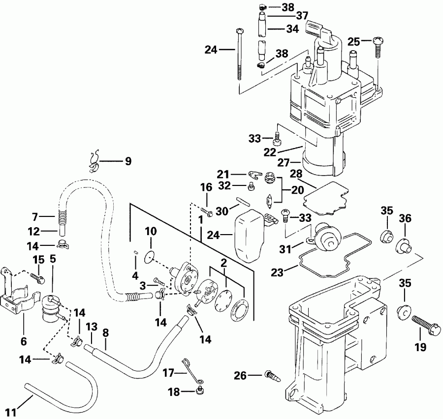 ��������� ��������� EVINRUDE E70 PL4SSR 4-Stroke, Elec. Start, TNT, 2  - el Pump & Separator