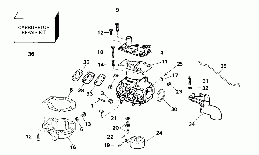 �������� ����� Evinrude E8RVL4SSB 4-Stroke, Rope Start, Tiller,   - rburetor