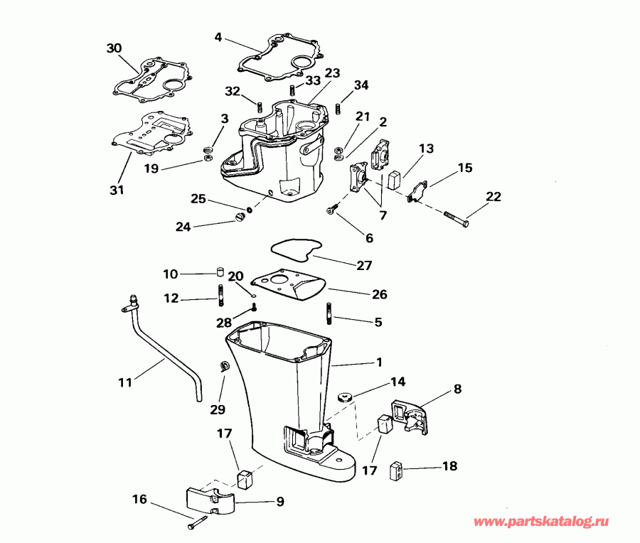  EVINRUDE E8RVL4SSB 4-Stroke, Rope Start, Tiller,   - haust Housing / haust 