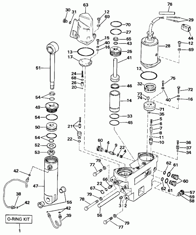  EVINRUDE E140TXESE 1990  - wer Trim/tilt Hydraulic Assembly / wer Trim / tilt Hydraulic Assembly