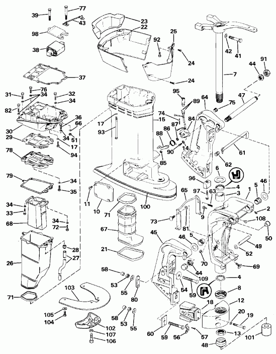 ��������� ����� Evinrude E155WTXESM 1990  - dsection / dsection