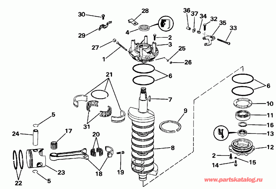    EVINRUDE E225TXESS 1990  - ank &  - ankshaft & Piston