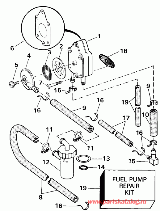 ��������� ��������� EVINRUDE E25RWLESA 1990  - Early Production