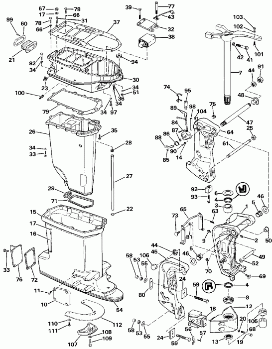 �������� ����� EVINRUDE E300PXESB 1990  - dsection / dsection