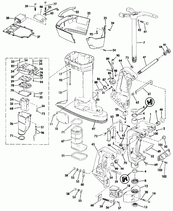  EVINRUDE VE150SLESB 1990  - dsection - dsection