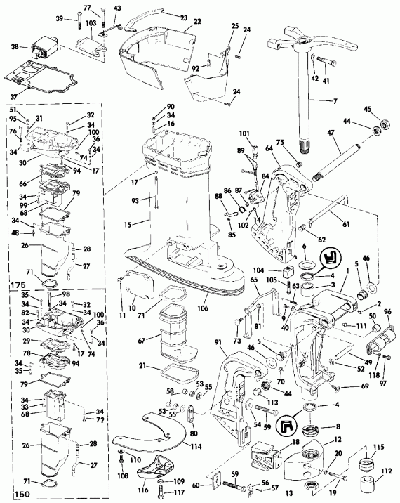 �������� ��������� ����� Evinrude VE175TXESE 1990  - dsection - dsection