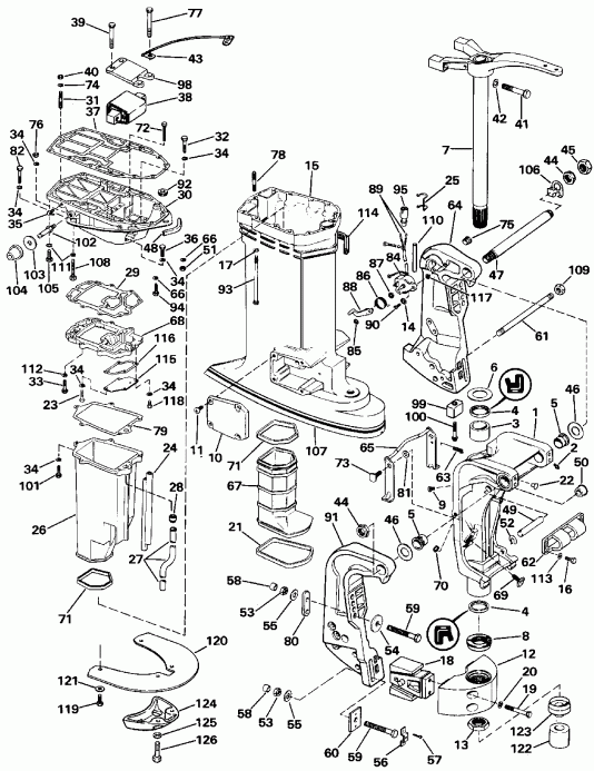 ��������� ��������� Evinrude VE225TXESS 1990  - dsection - dsection