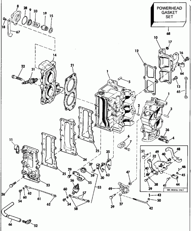 ��������� ������� E10RLEIR 1991  - linder & Crankcase / linder & ������ ���������