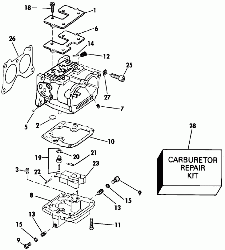 ��������� �������� ����� Evinrude E115MLEIE 1991  - rburetor - rburetor