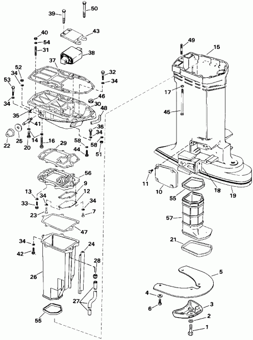 ����� Evinrude E200CXEIB 1991  - haust Housing
