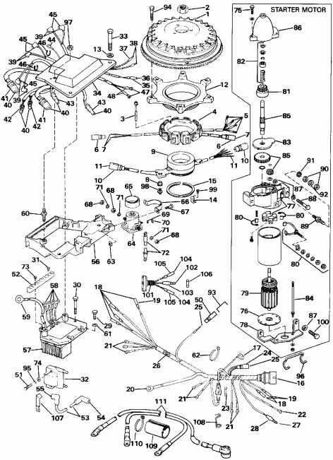   EVINRUDE E225TLEIC 1991  - nition System &   - nition System & Starter Motor