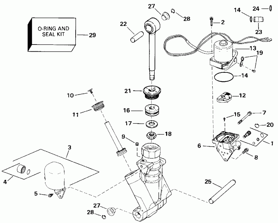 ��������� ��������� EVINRUDE TE90TLEIE 1991  - wer Trim / tilt Hydraulic Assembly - wer Trim/tilt Hydraulic Assembly