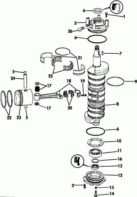��������� ����� EVINRUDE VE175TXEID 1991  - ank��� & ������� / ankshaft & Piston