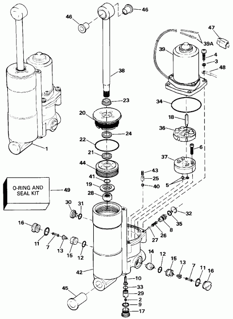 ��������� ��������� Evinrude VE40TELEIA 1991  - wer Tilt & Trim